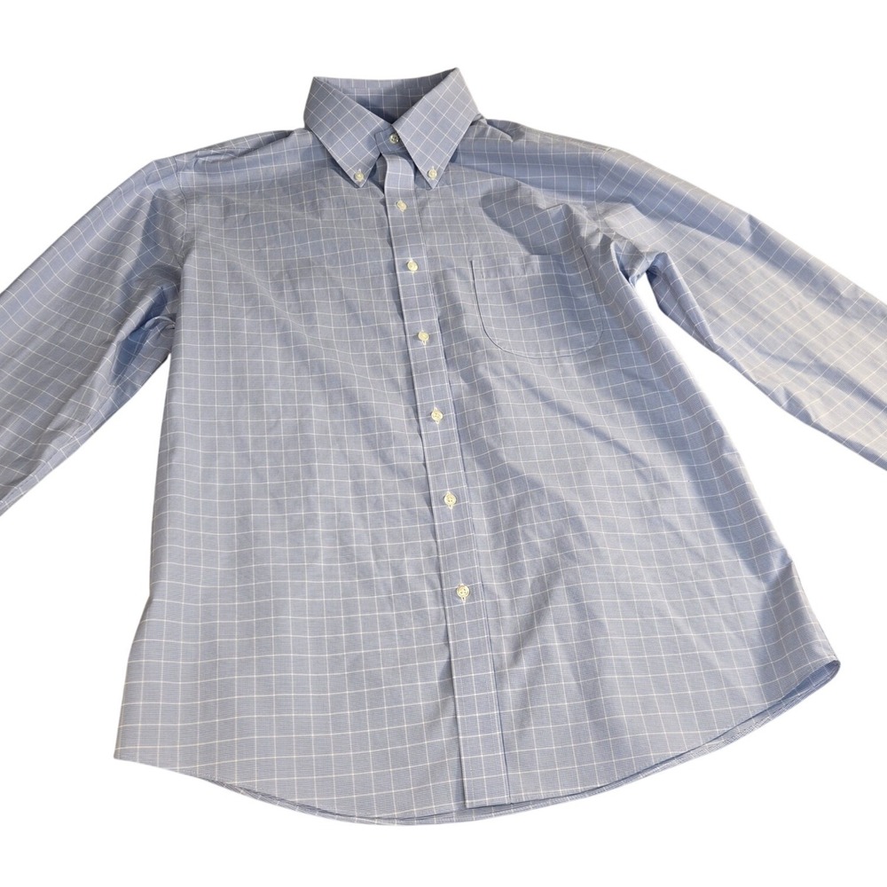 Brooks Brothers Regent Fit Non-Iron Dress Shirt Blue White Micro Check Mens 0095